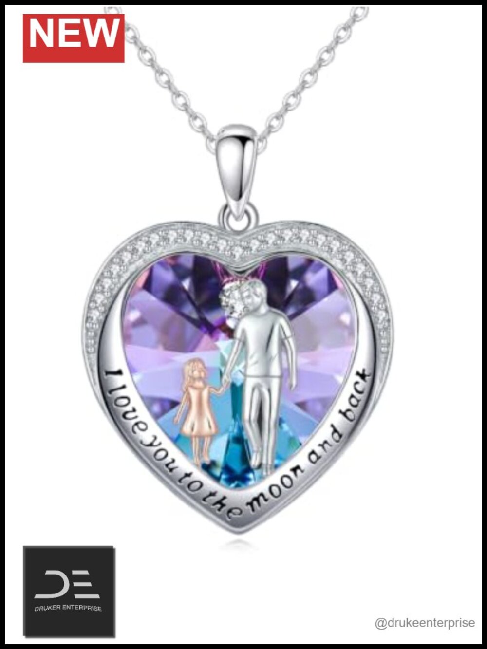 Daughter Necklace from Dad White Gold Plated Rose Gold Plated Pendant